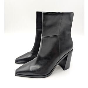 Steve Madden Silvee Leather Ankle Boots Side Zip Women's Black Size US8M EU38.5
